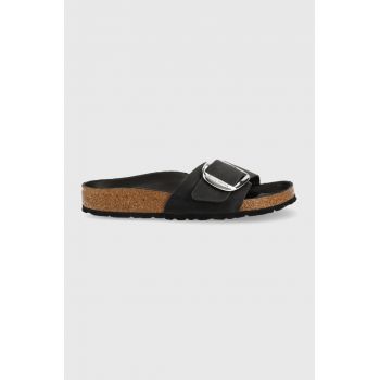 Birkenstock slapi de piele Madrid femei, culoarea negru, 1006522