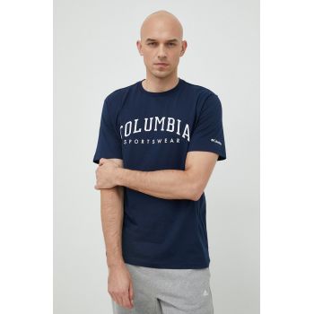 Columbia tricou din bumbac Rockaway River culoarea bleumarin, cu model 2022181