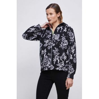Medicine bluza femei, culoarea negru, cu glugă, cu imprimeu