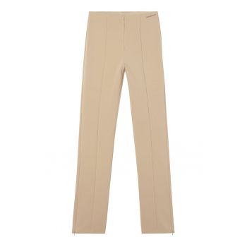 Pantaloni slim fit din amestec de modal cu talie inalta