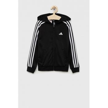 adidas bluza copii U TR-ES 3S culoarea negru, cu glugă, modelator de firma original