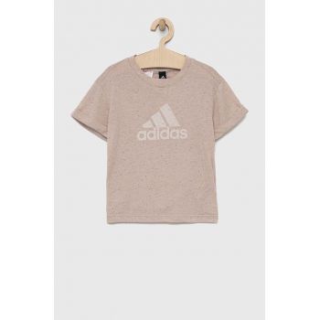 Adidas tricou copii G FI BL culoarea bej, modelator