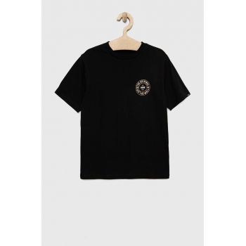 Vans tricou de bumbac pentru copii CUSTOM CLASSIC SS Black culoarea negru, cu imprimeu