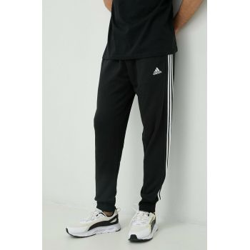adidas pantaloni de trening din bumbac bărbați, culoarea negru, cu imprimeu HA4337 ieftini