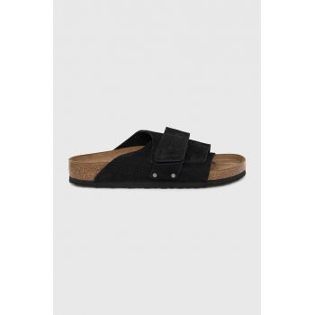 Birkenstock papuci din piele KYOTO barbati, culoarea negru, 1020388
