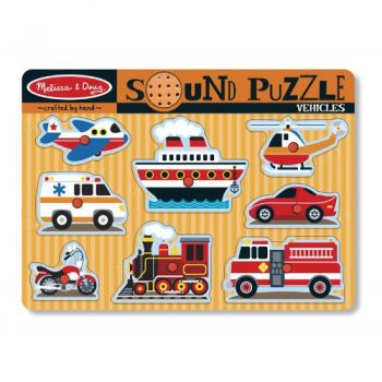 Puzzle Melissa & Doug cu Sunete Vehicule
