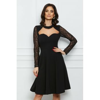 Rochie Moze neagra cu maneci din dantela