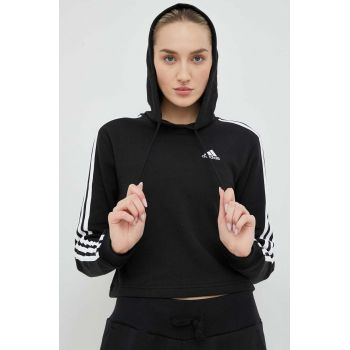 adidas bluza Femei, culoarea negru, cu glugă, modelator ieftin