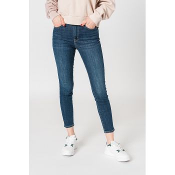 Blugi crop skinny cu talie inalta