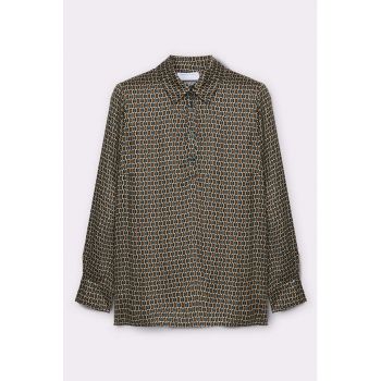 Bluza cu imprimeu si fenta cu nasturi
