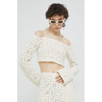 GCDS pulover femei, culoarea bej, light de firma original