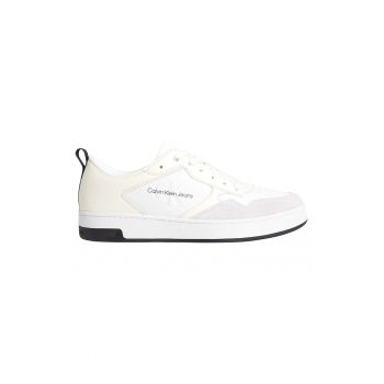 Pantofi sport de piele cu garnituri de piele intoarsa si logo