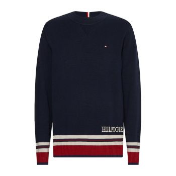 Pulover relaxed fit cu terminatii contrastante