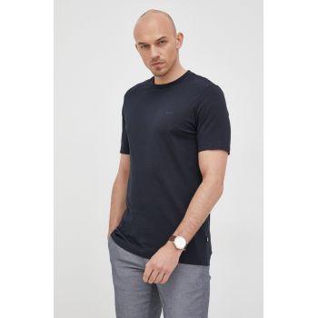 BOSS tricou din bumbac barbati, culoarea albastru marin, neted