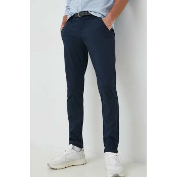 Lindbergh pantaloni Barbati, culoarea albastru marin, mulata