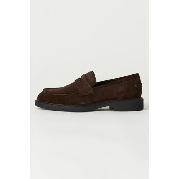 Pantofi loafer de piele intoarsa cu logo discret