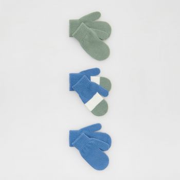 Reserved - Mănuși cu două degete, 3 perechi - Albastru