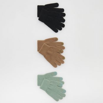 Reserved - Mănuși cu două degete, 3 perechi - Negru