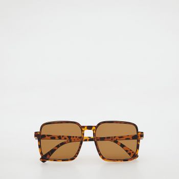 Reserved - Ochelari de soare cu model panteră - Maro