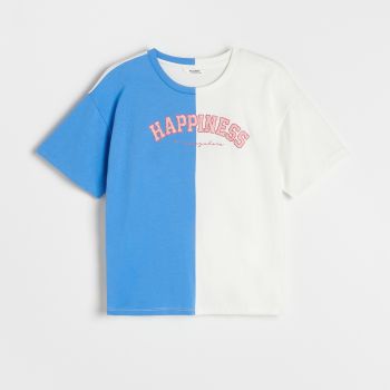 Reserved - Tricou cu imprimeu în două nuanțe - Ivory