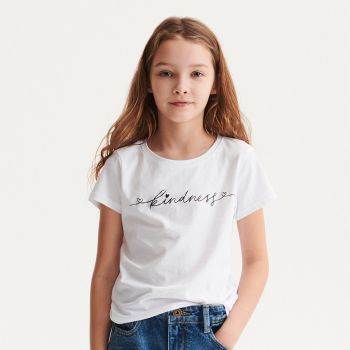 Reserved - Tricou cu imprimeu în relief - Alb