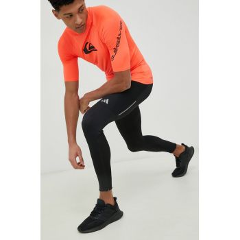 adidas Performance leggins de alergare Saturday culoarea negru, neted