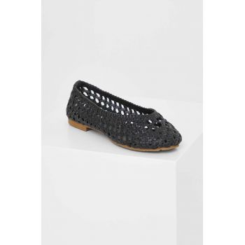 Answear Lab balerini de piele Culoarea negru ieftini