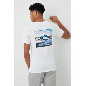 Columbia tricou din bumbac culoarea alb, cu imprimeu