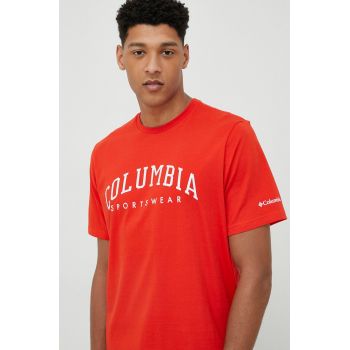 Columbia tricou din bumbac Rockaway River culoarea roșu, cu model 2022181 ieftin
