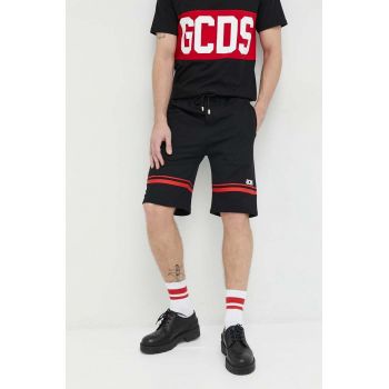 GCDS pantaloni scurti din bumbac barbati, culoarea negru