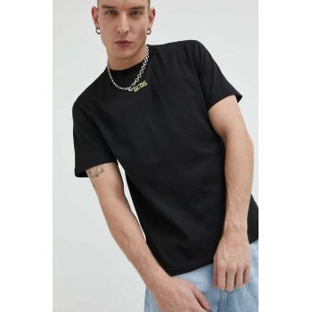 GCDS tricou din bumbac culoarea negru, cu imprimeu de firma original