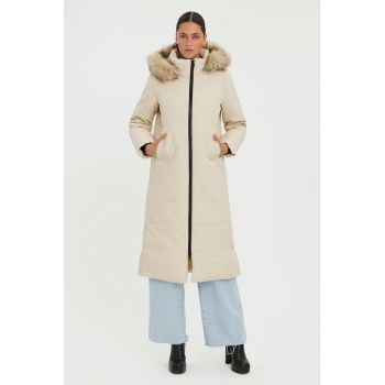 Geaca parka lunga cu gluga