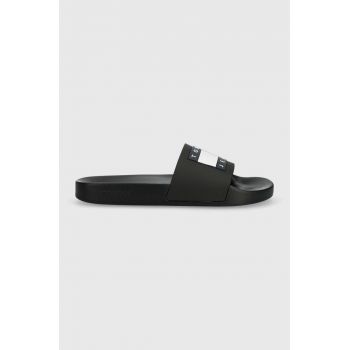 Tommy Jeans papuci POOL SLIDE ESS barbati, culoarea negru, EM0EM01191 ieftini de firma originali