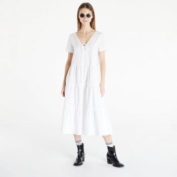 Tommy Jeans Poplin Tiered Short Sleeve Dress White
