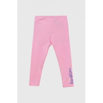 United Colors of Benetton leggins copii culoarea roz, cu imprimeu