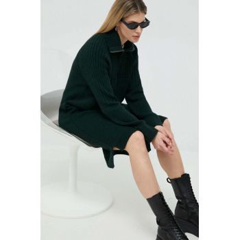 G-Star Raw rochie din amestec de lana culoarea verde, mini, oversize