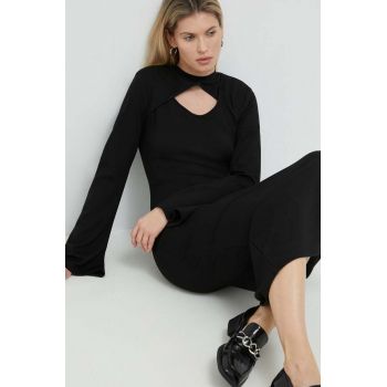 Gestuz rochie culoarea negru, midi, drept