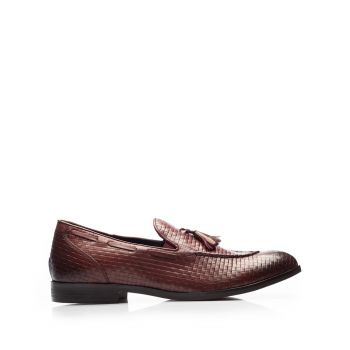 Pantofi eleganti barbati din piele naturala, Leofex - Mostra 558-1 visiniu box de firma originali