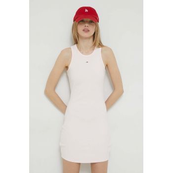 Tommy Jeans rochie culoarea roz, mini, mulata