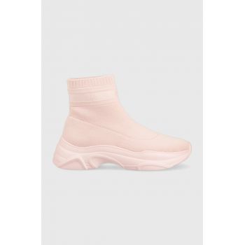 Tommy Jeans sneakers SOCK BOOT MONOCOLOR culoarea roz de firma originali