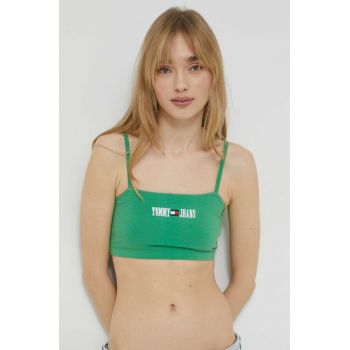 Tommy Jeans top femei, culoarea verde