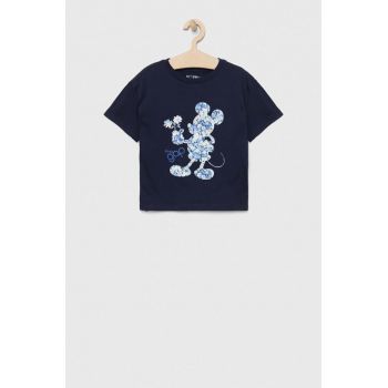 GAP tricou de bumbac pentru copii x Myszka Miki culoarea albastru marin