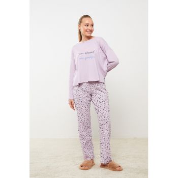 Pijama de bumbac cu maneci cazute