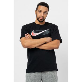 Tricou cu decolteu la baza gatului si imprimeu Retro Swoosh