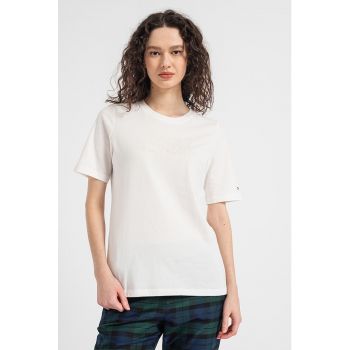 Tricou de bumbac organic cu decolteu la baza gatului