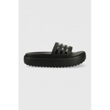 adidas papuci Adilette femei, culoarea negru, cu platformă HQ6179