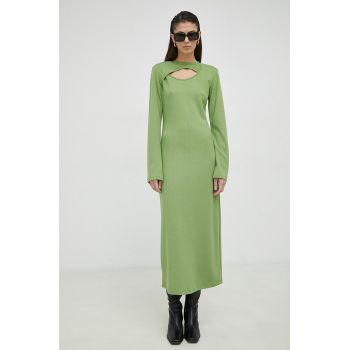 Gestuz rochie culoarea verde, midi, drept de firma originala