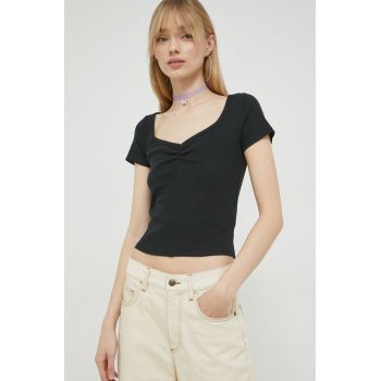 Hollister Co. tricou culoarea negru