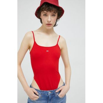 Tommy Jeans body femei, culoarea rosu ieftin