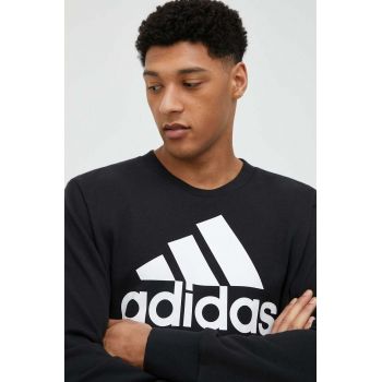 adidas hanorac de bumbac barbati, culoarea negru, cu imprimeu